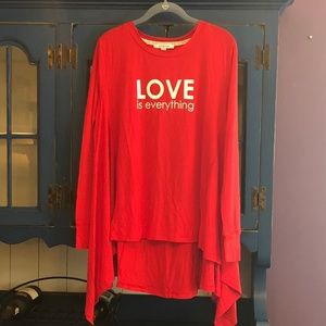Peace Love World Top with Asymmetric Hem
